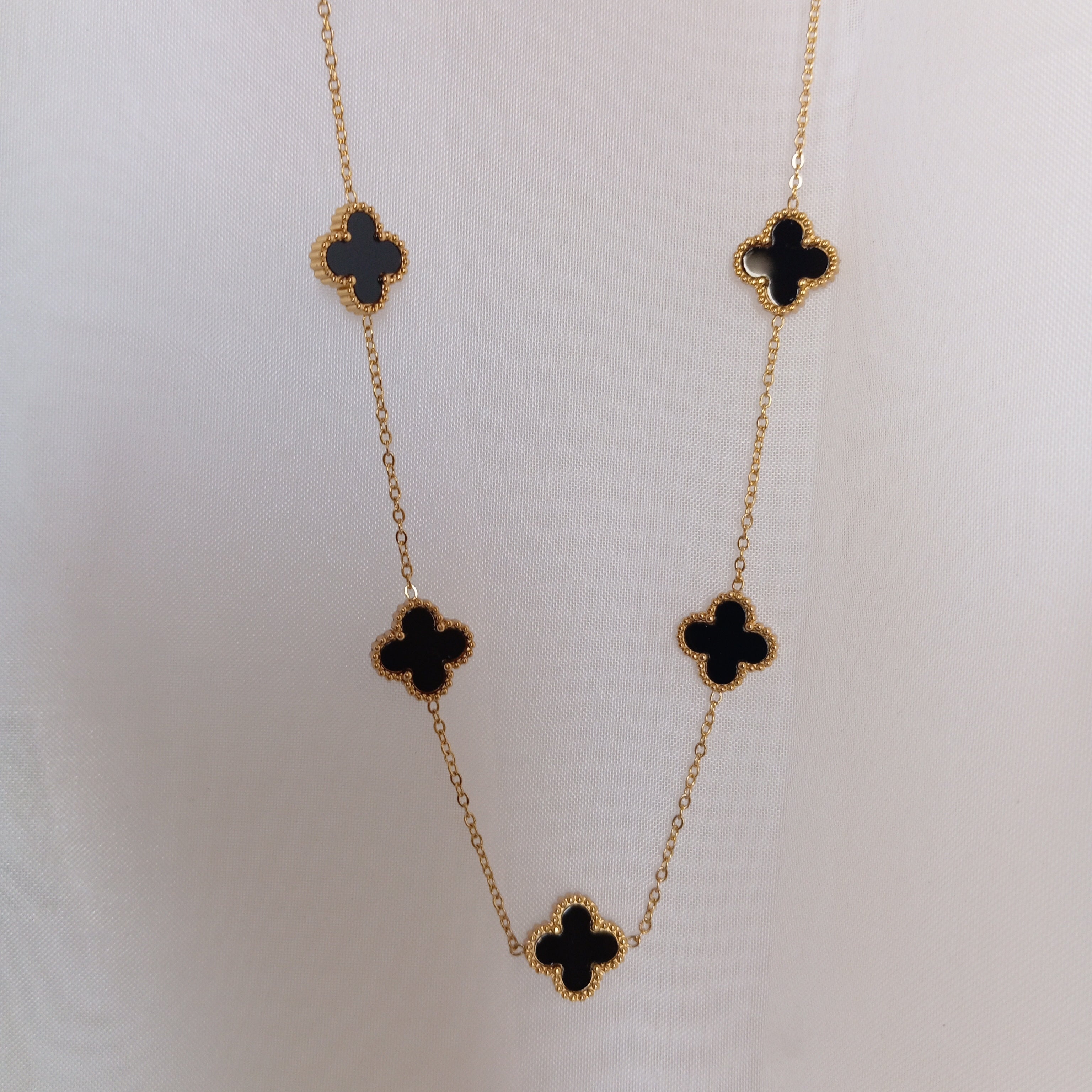Black double sided 5 Clover Necklace