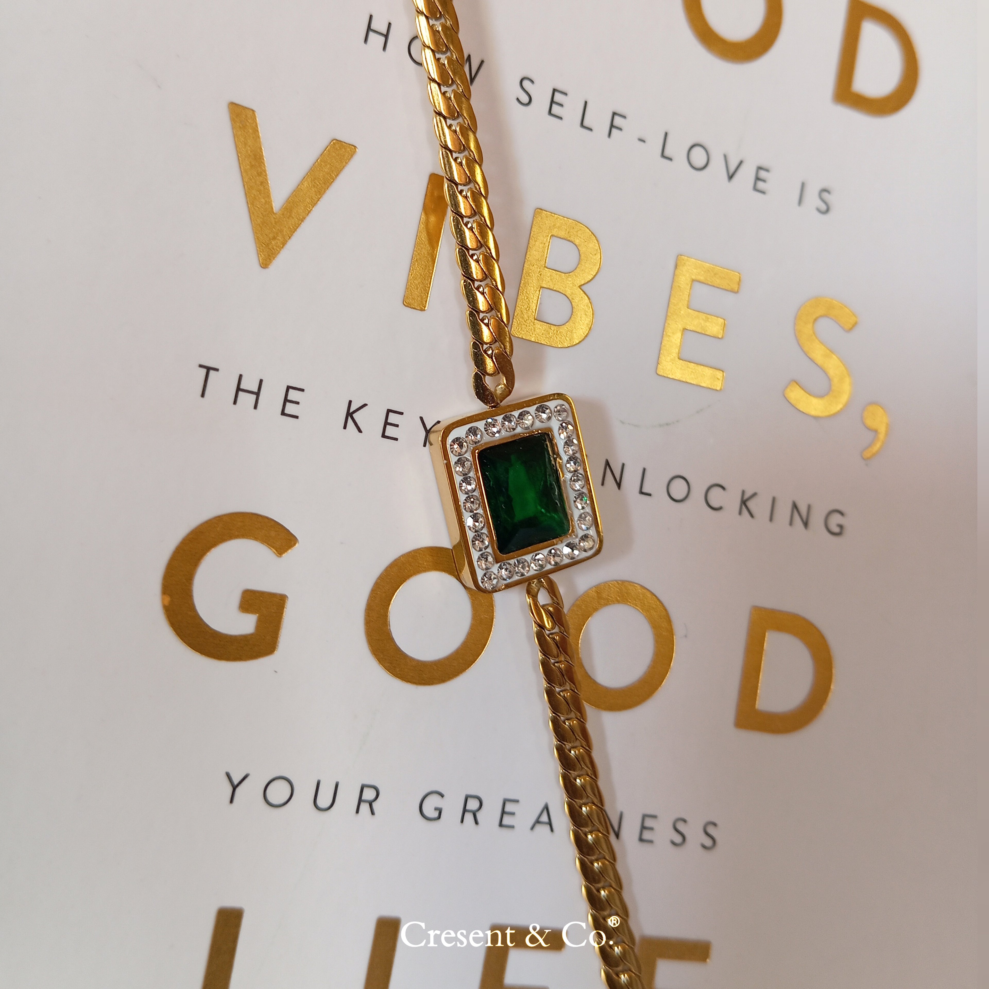 Emerald snake chain Bracelet