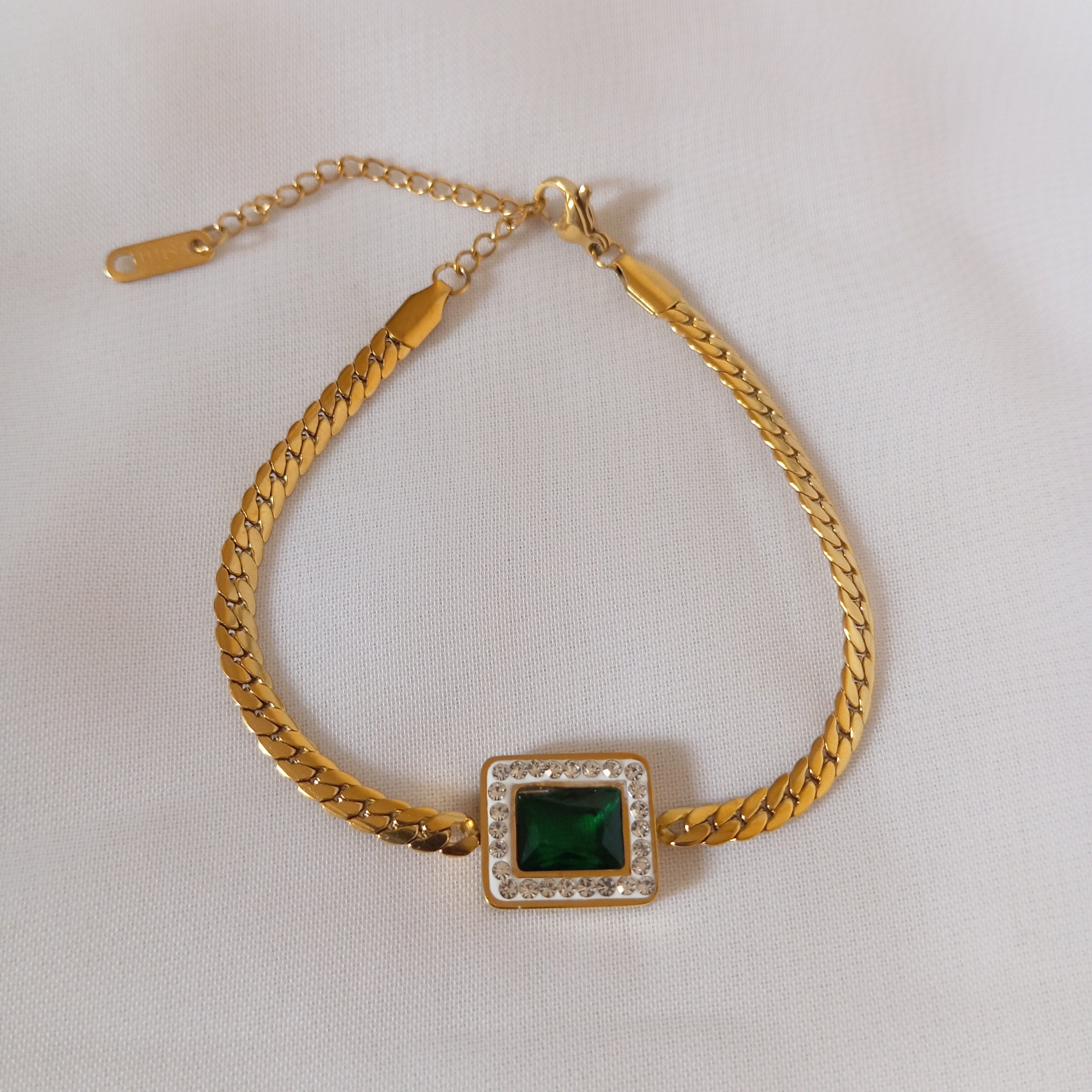 Emerald snake chain Bracelet